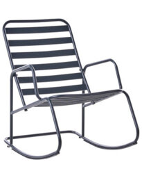 Wyld And Coco Luxegarden Black Aluminium Rocking Chair - Slatted Outdoor Modern Design - thumbnail 3
