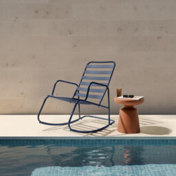 Wyld And Coco Luxegarden Black Aluminium Rocking Chair - Slatted Outdoor Modern Design - thumbnail 2