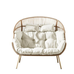 Furniturebox Uk Beige Indoor / Outdoor Rattan Double Egg Chair Seat - thumbnail 4