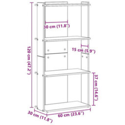 Berkfield Bookcase 3-Tier White 60X30X120 Cm Engineered Wood - thumbnail 9
