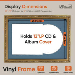 "AK Frames 25X17"" Gold Ornate Vinyl Record Frame With Pompadour Mount For 12 Inch Lp Cover & Disc - Overlapped Design" - thumbnail 2