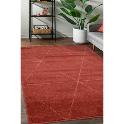 Melrose Solid Red Lines Design Indoor Large Area Rug 12mm Pile Height 160/230Cm - image 1