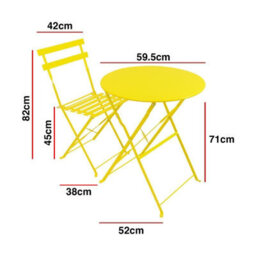 Woodside Aylsham Outdoor Garden Patio Folding Table & Chair Bistro Set, Yellow - thumbnail 4