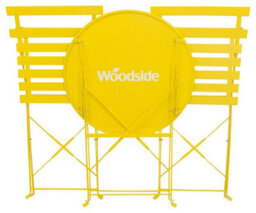 Woodside Aylsham Outdoor Garden Patio Folding Table & Chair Bistro Set, Yellow - thumbnail 3