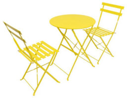 Woodside Aylsham Outdoor Garden Patio Folding Table & Chair Bistro Set, Yellow - thumbnail 2