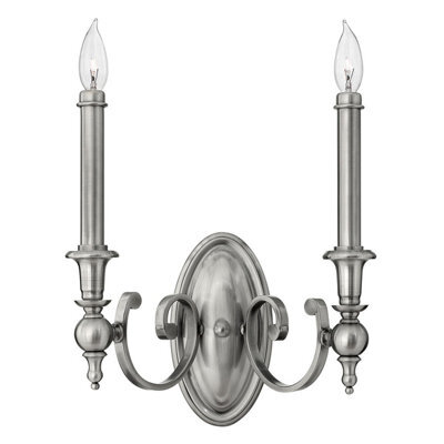 Luminosa Lighting Elstead Yorktown 2 Light Indoor Candle Wall Light Antique Nickel, E14 - image 1
