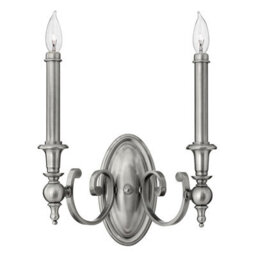Luminosa Lighting Elstead Yorktown 2 Light Indoor Candle Wall Light Antique Nickel, E14 - thumbnail 1