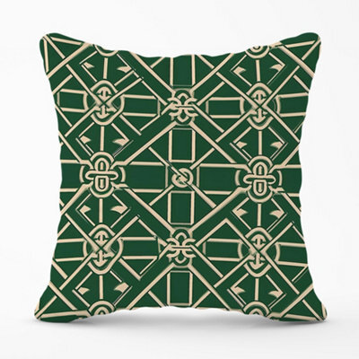 Warren Reed Designer Green Lattice Design Cushions 45Cm X 45Cm