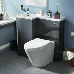 Nes Home 900mm Left Hand Cloakroom Grey Basin Vanity Unit And Toilet Pan Ellen - thumbnail 2