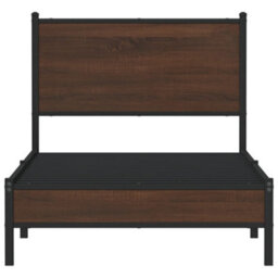 Berkfield Metal Bed Frame Without Mattress Brown Oak 80X200 Cm - thumbnail 5