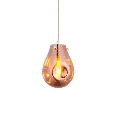 Luminosa Lighting Luminosa Perugia Single Pendant Ceiling Lamp, Copper Metallic Glass, Chrome Plate - image 1