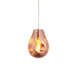 Luminosa Lighting Luminosa Perugia Single Pendant Ceiling Lamp, Copper Metallic Glass, Chrome Plate - thumbnail 1