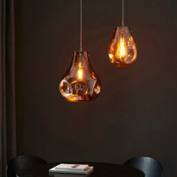 Luminosa Lighting Luminosa Perugia Single Pendant Ceiling Lamp, Copper Metallic Glass, Chrome Plate - thumbnail 3