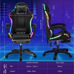 Reclining Gaming Chair W/ Footrest Bluetooth Speakers - thumbnail 2