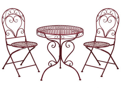 Wyld And Coco Garden Bistro Burgundy Powder-Coated Metal 3-Piece Table And Chairs Set - image 1