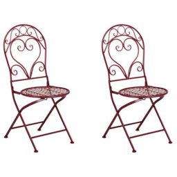 Wyld And Coco Garden Bistro Burgundy Powder-Coated Metal 3-Piece Table And Chairs Set - thumbnail 5