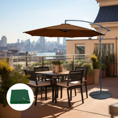 Sundaze 3M Coffee Garden Banana Parasol Cantilever Umbrella Hanging Patio Shade W/ Base & Cover - image 1