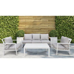 Dellonda Kyoto 4 Piece Aluminium Outdoor Garden Chair Table Set, White - thumbnail 7