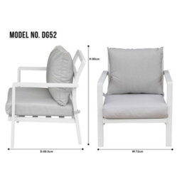 Dellonda Kyoto 4 Piece Aluminium Outdoor Garden Chair Table Set, White - thumbnail 3