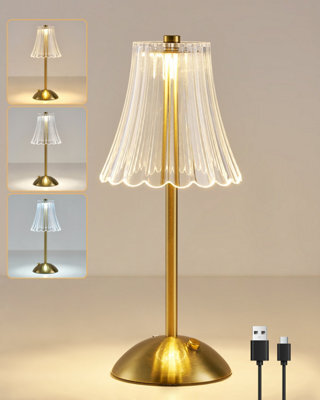 Harper Living Rechargeable Table Lamp, Bedside Reading Light Polished Gold Finish, Cordless Touch Lamps, Bedroom, Living Room - image 1