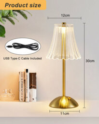 Harper Living Rechargeable Table Lamp, Bedside Reading Light Polished Gold Finish, Cordless Touch Lamps, Bedroom, Living Room - thumbnail 8