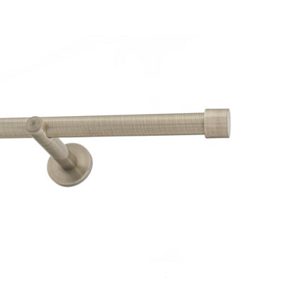 Toolty Antique Brass Metal Curtain Pole 19mm With Finials Rod Modern Brackets Luna 115Cm