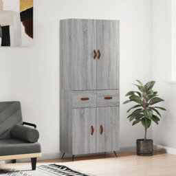 Berkfield Highboard Grey Sonoma 69.5X34X180 Cm Engineered Wood - thumbnail 1