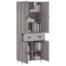 Berkfield Highboard Grey Sonoma 69.5X34X180 Cm Engineered Wood - thumbnail 3