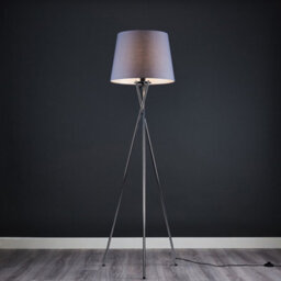 Valuelights Camden Chrome Tripod Floor Lamp With Grey Tapered Shade And Bulb - thumbnail 2