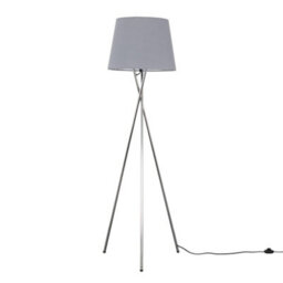 Valuelights Camden Chrome Tripod Floor Lamp With Grey Tapered Shade And Bulb - thumbnail 3
