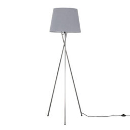 Valuelights Camden Chrome Tripod Floor Lamp With Grey Tapered Shade And Bulb - thumbnail 1
