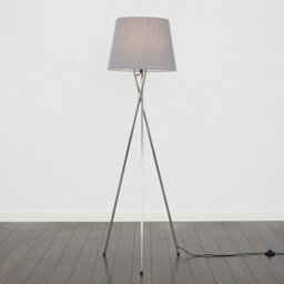 Valuelights Camden Chrome Tripod Floor Lamp With Grey Tapered Shade And Bulb - thumbnail 4