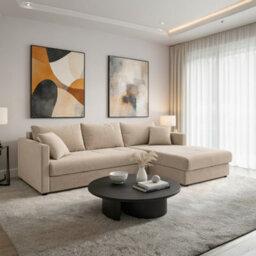 Orea L Shape Corner Sofa Bed With 2 Storage Containers Sleeping Function 227 150Cm Fabric Upholstered Settee Cream Right