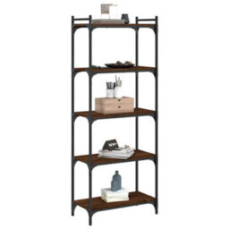 Berkfield Bookcase 5-Tier Brown Oak 60X30X154 Cm Engineered Wood - thumbnail 3