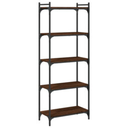 Berkfield Bookcase 5-Tier Brown Oak 60X30X154 Cm Engineered Wood - thumbnail 6