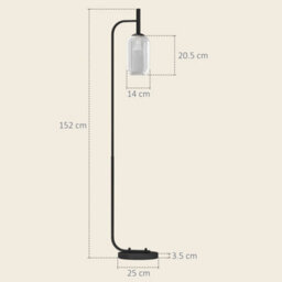 Homcom Modern Floor Lamp With Glass Lampshade, Foot Switch For Living Room - thumbnail 3