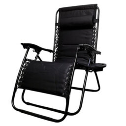 Samuel Alexander Luxury Padded Multi Position Zero Gravity Garden Relaxer Chair Lounger In All Black - thumbnail 8