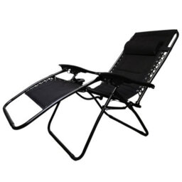 Samuel Alexander Luxury Padded Multi Position Zero Gravity Garden Relaxer Chair Lounger In All Black - thumbnail 9