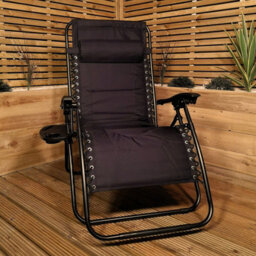 Samuel Alexander Luxury Padded Multi Position Zero Gravity Garden Relaxer Chair Lounger In All Black - thumbnail 1