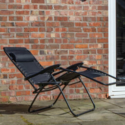 Samuel Alexander Luxury Padded Multi Position Zero Gravity Garden Relaxer Chair Lounger In All Black - thumbnail 2
