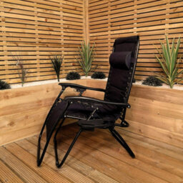 Samuel Alexander Luxury Padded Multi Position Zero Gravity Garden Relaxer Chair Lounger In All Black - thumbnail 3