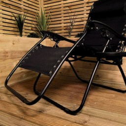 Samuel Alexander Luxury Padded Multi Position Zero Gravity Garden Relaxer Chair Lounger In All Black - thumbnail 4