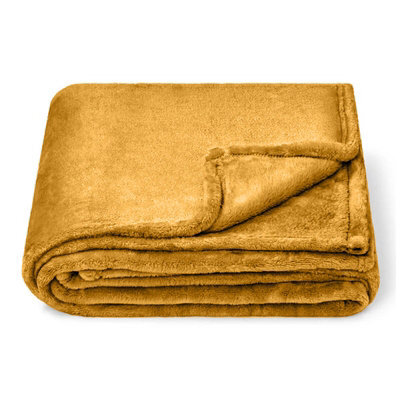 Moonlight Bedding Fleece Blanket Soft Throw Lightweight All Season Sofa, Bed & Travel Blanket Double (Yellow, 150X200Cm) - image 1