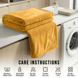 Moonlight Bedding Fleece Blanket Soft Throw Lightweight All Season Sofa, Bed & Travel Blanket Double (Yellow, 150X200Cm) - thumbnail 5