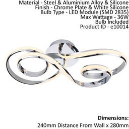 Semi Flush Ceiling Light Chrome Plate & White Silicone 36W Led Module - thumbnail 2