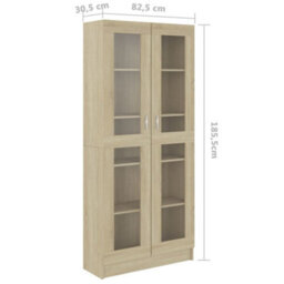 Berkfield Vitrine Cabinet Sonoma Oak 82.5X30.5X185.5 Cm Engineered Wood - thumbnail 7