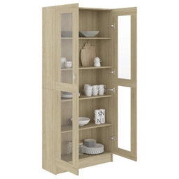 Berkfield Vitrine Cabinet Sonoma Oak 82.5X30.5X185.5 Cm Engineered Wood - thumbnail 4