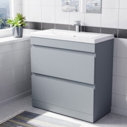 Nes Home Floorstanding Matte Grey 800mm Pvc 2 Drawers Vanity Unit & Basin Sink
