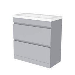 Nes Home Floorstanding Matte Grey 800mm Pvc 2 Drawers Vanity Unit & Basin Sink - thumbnail 6