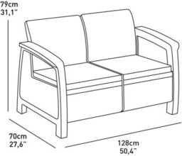 Keter Corfu Brown Outdoor 4 Seater Rattan Sofa Furniture - thumbnail 4